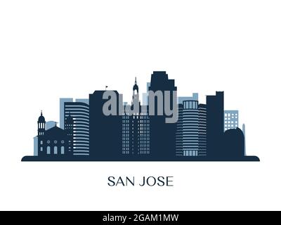 Skyline von San Jose, monochrome Silhouette. Vektorgrafik. Stock Vektor