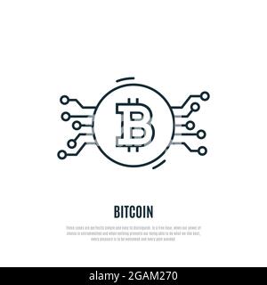 Symbol für Bitcoin-Zeile. Vektor-Illustration für Kryptowährungen. Vorlage für Ihr Design. Stock Vektor