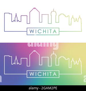 Skyline von Wichita. Farbenfroher, linearer Stil. Editierbare Vektordatei. Stock Vektor