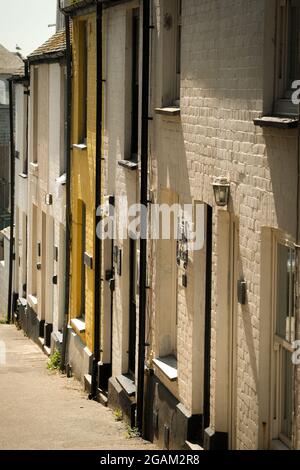 Reihe von Reihenhäusern in der kornischen Stadt St. Ives. Stockfoto