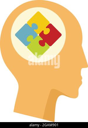 Mental Puzzle-Symbol. Flache Illustration des geistigen Puzzle Vektor-Symbol isoliert auf weißem Hintergrund Stock Vektor