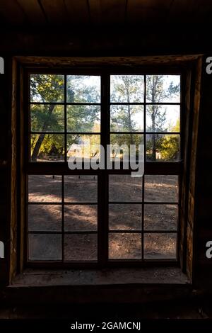Josie's Cabin, ein Blockhaus, das von der Gehöft Josie Bassett Morris in den frühen 1900er Jahren gebaut wurde, Dinosaur National Monument, Utah, USA Stockfoto