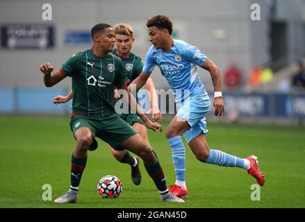 Morgan Rogers von Manchester City während des Freundschaftsspiel vor der Saison im Academy Stadium in Manchester. Bilddatum: Samstag, 31. Juli 2021. Stockfoto