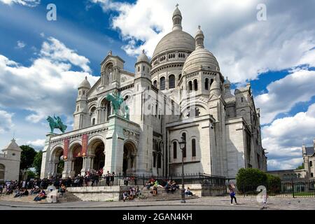 Paris 18e Arr, Basilika Sacre Coeur in Montmartre, Ile-de-France, Frankreich Stockfoto