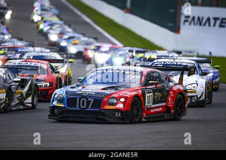 Stavelot, Belgien. Juli 2021. 107 De Pauw Ulysse (bel), Jean Pierre Alexandre (Fra), White Stuart (zaf), Panciatici Nelson (Fra), CMR, Bentley Continental GT3, Action während der TotalEnergies 24 Hours of Spa, 6. Runde der Fanatec GT World Challenge Europe 2021 Powered by AWS, vom 28. Juli bis 1. August 2021 auf dem Circuit de Spa-Francorchamps in Stavelot, Belgien - Foto Julien Delfosse/DPPI Credit: Independent Photo Agency/Alamy Live News Stockfoto