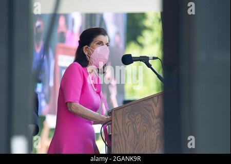 Stimmrechte. Juli 2021. Luci Baines Johnson mit der Kampagne der Armen in der Texas State Capital, um Maßnahmen des Bundes im Hinblick auf die Stimmrechte zu fordern. Austin, Texas. Mario Cantu/CSM/Alamy Live News Stockfoto