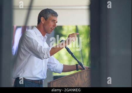 Stimmrechte. Juli 2021. Beto O' Rourke mit der Kampagne der Armen in der Texas State Capital, um Maßnahmen des Bundes im Hinblick auf die Stimmrechte zu fordern. Austin, Texas. Mario Cantu/CSM/Alamy Live News Stockfoto