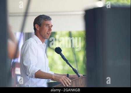 Stimmrechte. Juli 2021. Beto O' Rourke mit der Kampagne der Armen in der Texas State Capital, um Maßnahmen des Bundes im Hinblick auf die Stimmrechte zu fordern. Austin, Texas. Mario Cantu/CSM/Alamy Live News Stockfoto