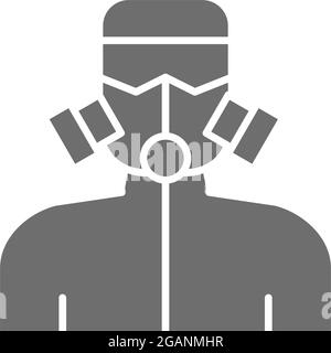 Vector man in Gasmaske graues Symbol. Stock Vektor