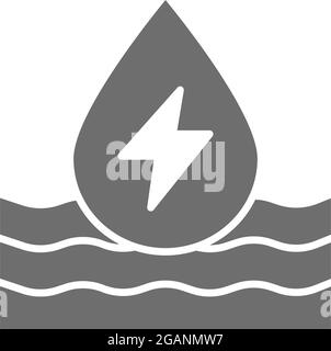 Graues Symbol für Wasserenergie, Ökologie. Isoliert auf weißem Hintergrund Stock Vektor