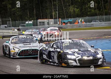 27 Prette Louis (ita), Legeret Lucas (SWI), Panis Aurelien (Fra), Cougnaud Alexandre (Fra), Sainteloc Racing, Audi R8 LMS GT3, Action während der TotalEnergies 24 Stunden von Spa, 6. Lauf der Fanatec GT World Challenge Europe 2021 Powered by AWS, vom 28. Juli bis 1. August 2021 auf dem Circuit de Spa-Francorchamps in Stavelot, Belgien - Foto Francois Flamand / DPPI Stockfoto