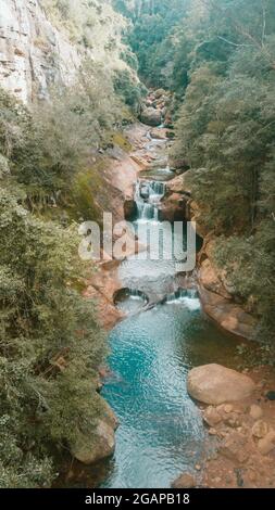 Macquarie Pass Rock Jump Wasserfall. Stockfoto