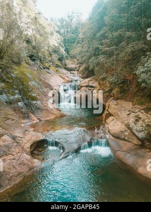 Macquarie Pass Rock Jump Wasserfall. Stockfoto