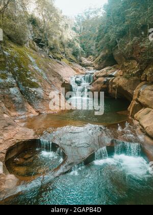 Macquarie Pass Rock Jump Wasserfall. Stockfoto