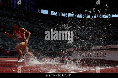 Tokio, Japan. August 2021. Yuno Yamanaka aus Japan tritt während der 2020-m-Hindernishitze der Frauen bei den Olympischen Spielen 2021 in Tokio, Japan, am 1. August, an. Quelle: Li Ming/Xinhua/Alamy Live News Stockfoto