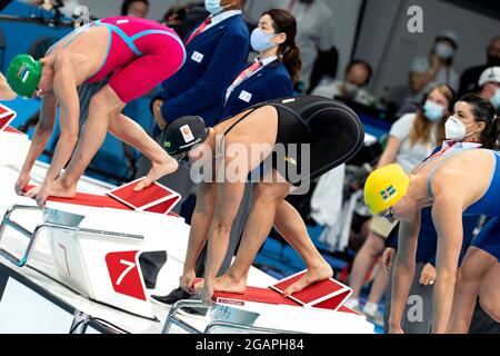 TOKIO, JAPAN - 31. JULI: Teilnahme an der Männer-Freistil 50 m während der Olympischen Spiele 2020 in Tokio im Tokyo Aquatics Center am 30. Juli 2021 in Tok Stockfoto