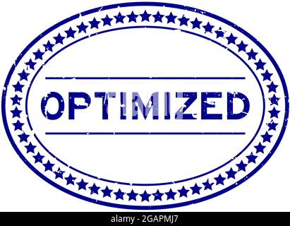 Grunge blau optimiert Wort oval Gummi Siegel Stempel auf weißem Hintergrund Stock Vektor