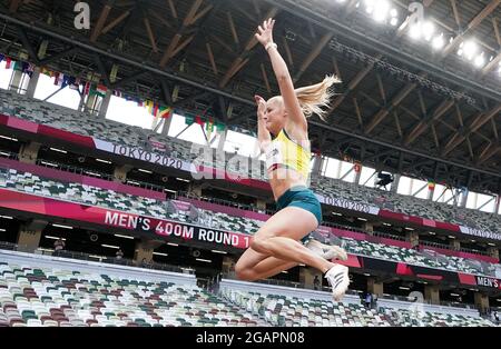 Brooke Stratton aus Australien während der Women's Long Jump Qualification im Olympiastadion am neunten Tag der Olympischen Spiele in Tokio 2020 in Japan. Bilddatum: Sonntag, 1. August 2021. Stockfoto