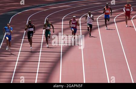 Der US-Amerikaner Michael Norman bei den 400-m-Vorläufen der Männer im Olympiastadion am neunten Tag der Olympischen Spiele in Tokio 2020 in Japan. Bilddatum: Sonntag, 1. August 2021. Stockfoto