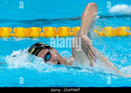Tokio, Japan. August 2021. TOKIO, JAPAN - 1. AUGUST: Florian Wellbrock aus Deutschland tritt am 30. Juli 2021 im Tokyo Aquatics Center in Tokio, Japan, beim Männer-Finale über 1500 m Freistil bei den Olympischen Spielen 2020 in Tokio an (Foto: Giorgio Scala/Insidefoto/Deepbluemedia) Credit: Insidefoto srl/Alamy Live News Stockfoto