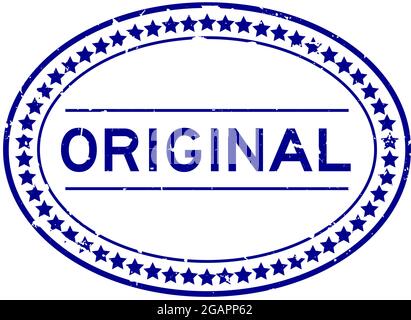 Grunge blau Original Wort oval Gummi-Siegel Stempel auf weißem Hintergrund Stock Vektor