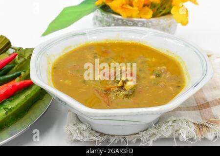Myanmar oder Burma traditionelle Fisch Erhaltung Sauce, Ngapi Yay Rezept. Isoliert auf Weiß. Nahaufnahme Stockfoto