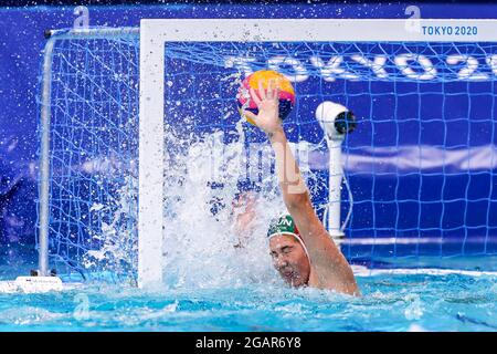 TOKIO, JAPAN - 1. AUGUST: Die Ungarin Alda Magyari während des Olympischen Wasserball-Turniers 2020 in Tokio am 1. August 2021 im Tatsumi Waterpolo Center in Tokio, Japan (Foto: Marcel ter Bals/Orange Picles) Stockfoto