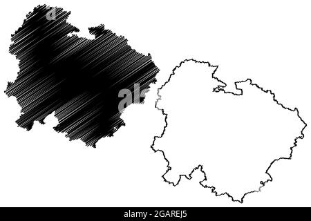 Weissenburg-Gunzenhausen (Bundesrepublik Deutschland, Landkreis Mittelfranken, Freistaat Bayern) Kartenvektordarstellung, Scrib Stock Vektor