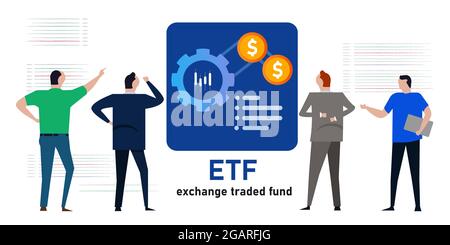 ETF Exchange Traded Fondsanleger investieren in Investmentfondsangelder, die mit Indizes auf den Aktienmarkt zusammenhängen Stock Vektor