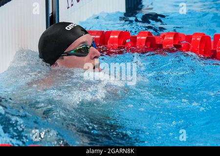 TOKIO, JAPAN - 1. AUGUST: Thom de Boer aus den Niederlanden tritt am 1. August 2021 im Tokyo Aquatics Center in Tokio, Japan, mit 50 m Freistil bei den Olympischen Spielen 2020 in Tokio an (Foto: Ronald Hoogendoorn/Orange Picles) Stockfoto