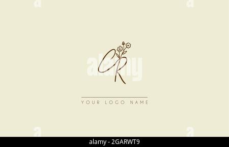 Initial Letter CR oder RC Unterschrift handschriftliche Hochzeit botanischen floralen Symbol Logo Vektor Design Illustration Stock Vektor