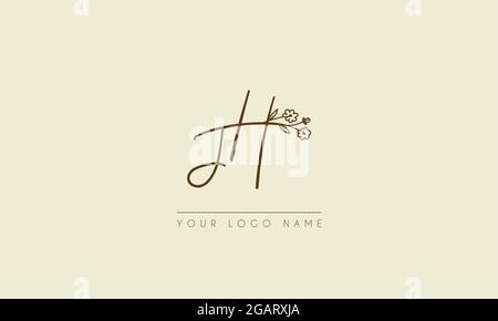 Anfangsbuchstabe JJ oder HJ Unterschrift handschriftliche Hochzeit botanischen floralen Symbol Logo Vektor Design Illustration Stock Vektor