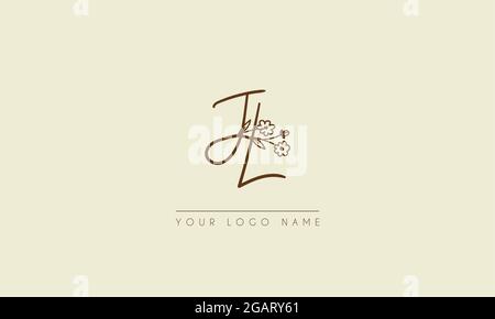 Anfangsbuchstabe JL oder LJ Unterschrift handschriftliche Hochzeit botanischen floralen Symbol Logo Vektor Design Illustration Stock Vektor