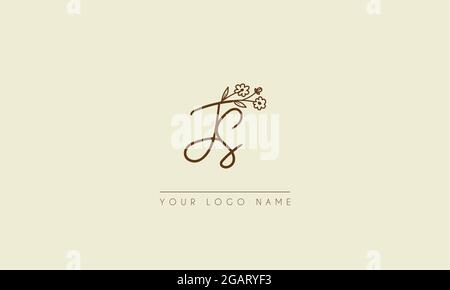 Anfangsbuchstabe JS oder SJ Unterschrift handschriftliche Hochzeit botanischen floralen Symbol Logo Vektor Design Illustration Stock Vektor