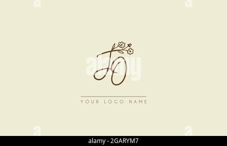 Anfangsbuchstabe JO oder OJ Unterschrift handschriftliche Hochzeit botanischen floralen Symbol Logo Vektor Design Illustration Stock Vektor