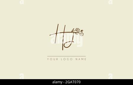 Anfangsbuchstabe HJ oder JJ Signature handschriftliche Hochzeit botanischen floralen Symbol Logo Vektor Design Illustration Stock Vektor