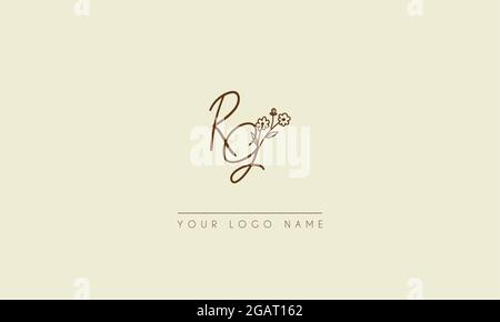 Anfangsbuchstabe RG oder GR Unterschrift handschriftliche Hochzeit botanischen floralen Symbol Logo Vektor Design Illustration Stock Vektor