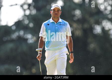 Saitama, Japan. August 2021. Hideki Matsuyama (JPN) Golf: Männer individuelle Stroke spielen Runde 4 18 Löcher während der Olympischen Spiele in Tokio 2020 im Kasumigaseki Country Club in Saitama, Japan . Quelle: AFLO SPORT/Alamy Live News Stockfoto