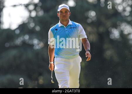 Saitama, Japan. August 2021. Hideki Matsuyama (JPN) Golf: Männer individuelle Stroke spielen Runde 4 18 Löcher während der Olympischen Spiele in Tokio 2020 im Kasumigaseki Country Club in Saitama, Japan . Quelle: AFLO SPORT/Alamy Live News Stockfoto