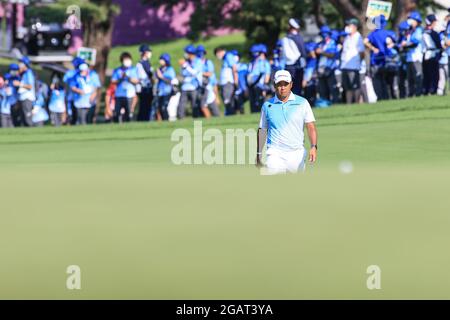 Saitama, Japan. August 2021. Hideki Matsuyama (JPN) Golf: Männer individuelle Stroke spielen Runde 4 18 Löcher während der Olympischen Spiele in Tokio 2020 im Kasumigaseki Country Club in Saitama, Japan . Quelle: AFLO SPORT/Alamy Live News Stockfoto