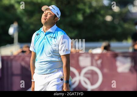 Saitama, Japan. August 2021. Hideki Matsuyama (JPN) Golf: Männer individuelle Stroke spielen Runde 4 18 Löcher während der Olympischen Spiele in Tokio 2020 im Kasumigaseki Country Club in Saitama, Japan . Quelle: AFLO SPORT/Alamy Live News Stockfoto