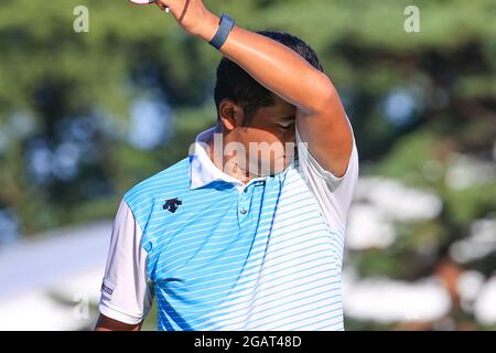 Saitama, Japan. August 2021. Hideki Matsuyama (JPN) Golf: Männer individuelle Stroke spielen Runde 4 18 Löcher während der Olympischen Spiele in Tokio 2020 im Kasumigaseki Country Club in Saitama, Japan . Quelle: AFLO SPORT/Alamy Live News Stockfoto