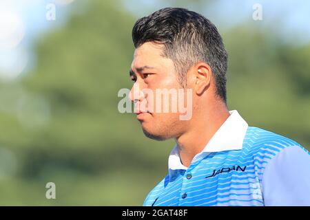 Saitama, Japan. August 2021. Hideki Matsuyama (JPN) Golf: Männer individuelle Stroke spielen Runde 4 18 Löcher während der Olympischen Spiele in Tokio 2020 im Kasumigaseki Country Club in Saitama, Japan . Quelle: AFLO SPORT/Alamy Live News Stockfoto