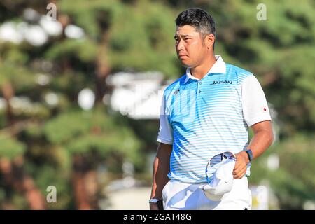 Saitama, Japan. August 2021. Hideki Matsuyama (JPN) Golf: Männer individuelle Stroke spielen Runde 4 18 Löcher während der Olympischen Spiele in Tokio 2020 im Kasumigaseki Country Club in Saitama, Japan . Quelle: AFLO SPORT/Alamy Live News Stockfoto