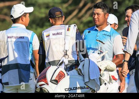 Saitama, Japan. August 2021. Hideki Matsuyama (JPN) Golf: Männer individuelle Stroke spielen Runde 4 18 Löcher während der Olympischen Spiele in Tokio 2020 im Kasumigaseki Country Club in Saitama, Japan . Quelle: AFLO SPORT/Alamy Live News Stockfoto