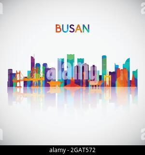 Busan Skyline Silhouette in farbenfrohem geometrischen Stil. Symbol für Ihr Design. Vektorgrafik. Stock Vektor