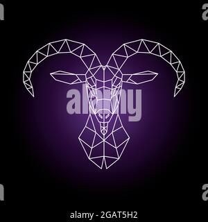 Polygonales Bergziegenwappen-Emblem. Designvorlage für Unternehmen. Low-Poly-Stil. Vektorgrafik. Stock Vektor