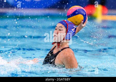Tokio, Japan. August 2021. TOKIO, JAPAN - 1. AUGUST: Yumi Arima aus Japan während des Olympischen Wasserball-Turniers 2020 in Tokio am 1. August 2021 im Tatsumi Waterpolo Center in Tokio, Japan (Foto: Marcel ter Bals/Orange Picics) Credit: Orange Pics BV/Alamy Live News Stockfoto
