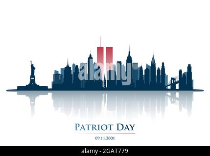 Twin Towers in der Skyline von New York City. 11. September 2001 nationaler Gedenktag. Banner zum Patriot Day-Jubiläum. Vektorgrafik. Stock Vektor