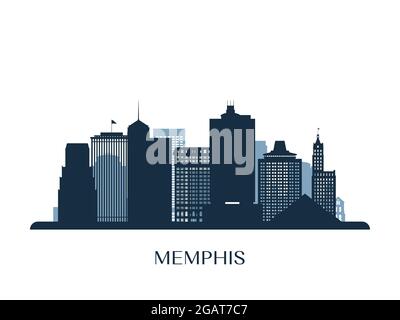 Skyline von Memphis, monochrome Silhouette. Vektorgrafik. Stock Vektor